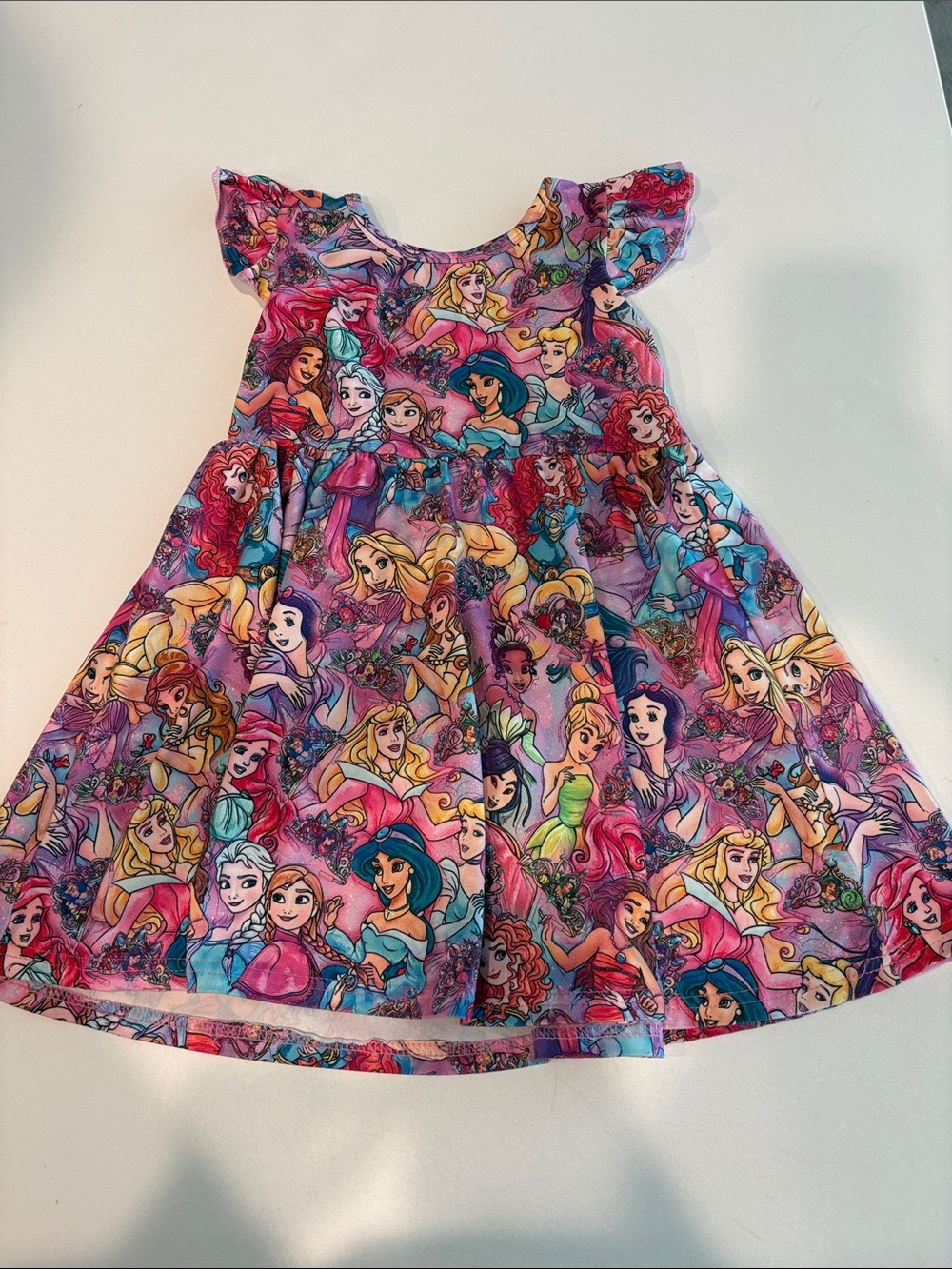 Girls Pink Multi-Color Disney Princess Dress 4T